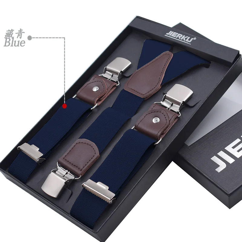 New Man's Suspenders New Braces 3 Clips Leather Casual Suspensorios Trousers Strap Gift For Dad High Quality Tirantes