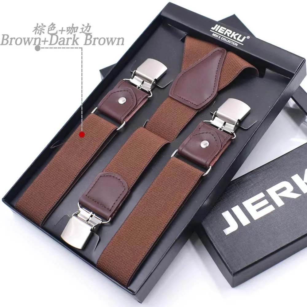 New Man's Suspenders New Braces 3 Clips Leather Casual Suspensorios Trousers Strap Gift For Dad High Quality Tirantes