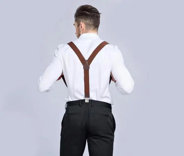 New Man's Suspenders New Braces 3 Clips Leather Casual Suspensorios Trousers Strap Gift For Dad High Quality Tirantes