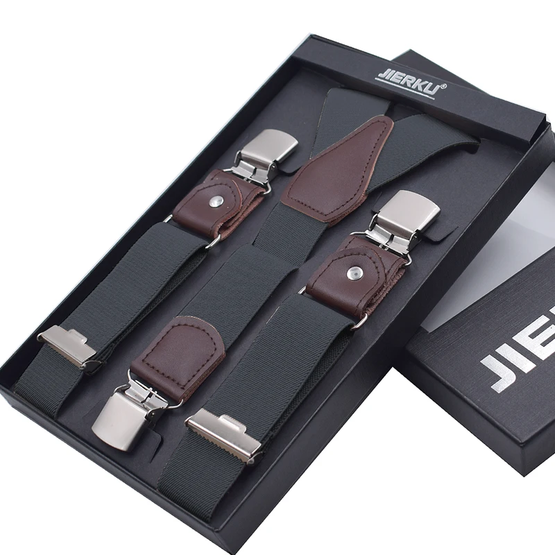 New Man's Suspenders New Braces 3 Clips Leather Casual Suspensorios Trousers Strap Gift For Dad High Quality Tirantes