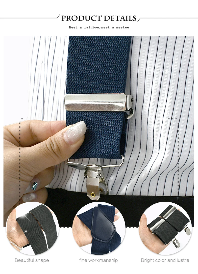 1Pc 5cm Wide Adult Men's Suspender X-Type 4 Clips Adjust Strap Elastic Braces Men Harness Man Suspenders Accessories for Pants