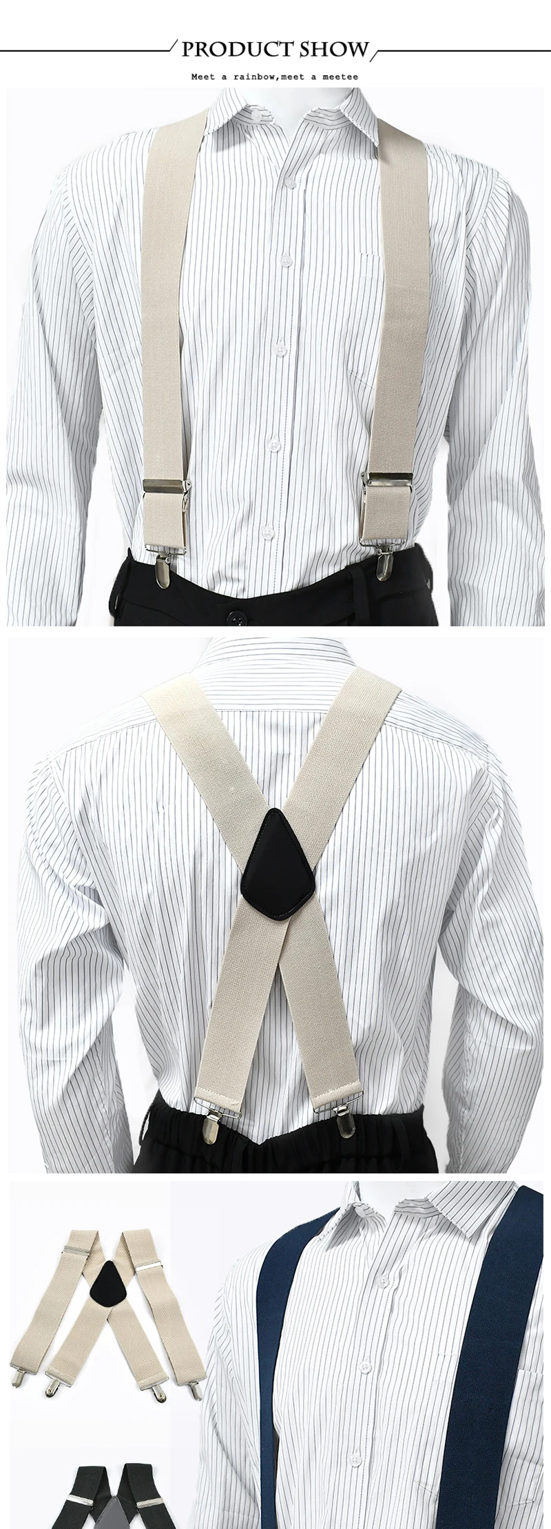 1Pc 5cm Wide Adult Men's Suspender X-Type 4 Clips Adjust Strap Elastic Braces Men Harness Man Suspenders Accessories for Pants