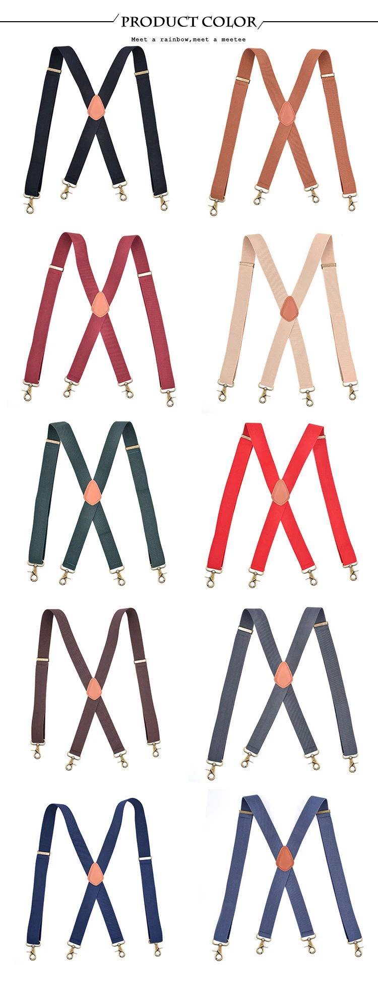 Deepeel 3.5*120cm Men's Adult Suspender X-Type Braces 4 Clips Hook Buckles Adjust Strap Elastic Belt Suspenders for Male Pants