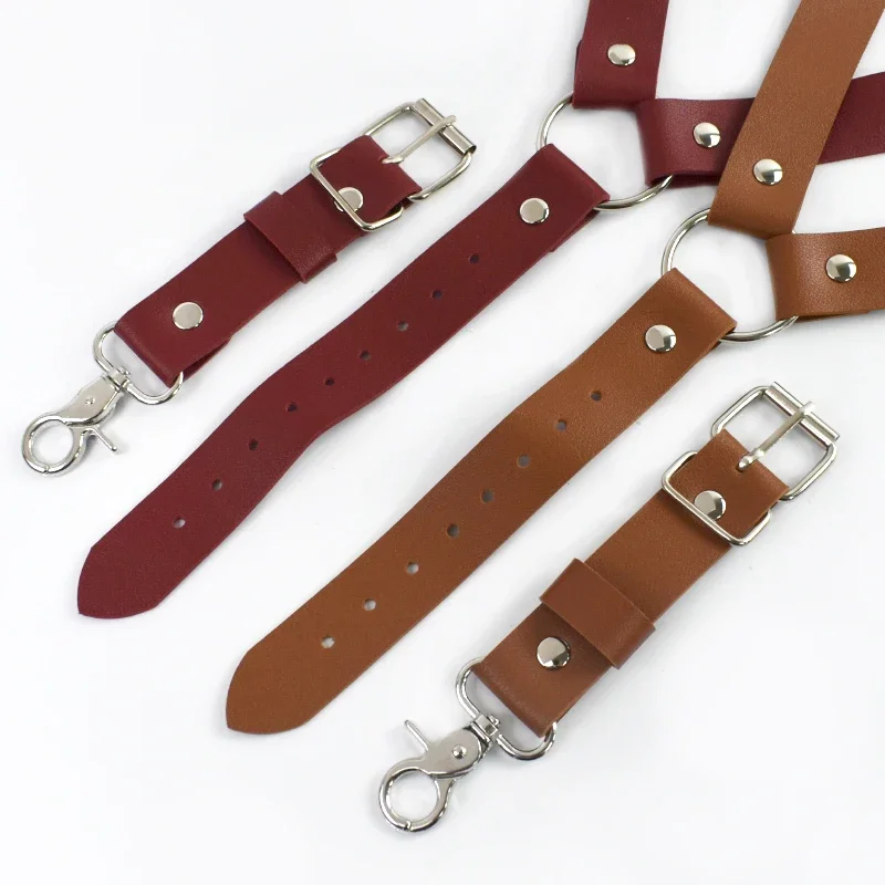 Deepeel 2.5cm Men's Leather Suspenders 2 Clip Hooks Man Elastic Brace Adult Adjust Strap Harness Suspender for Pants Accessories