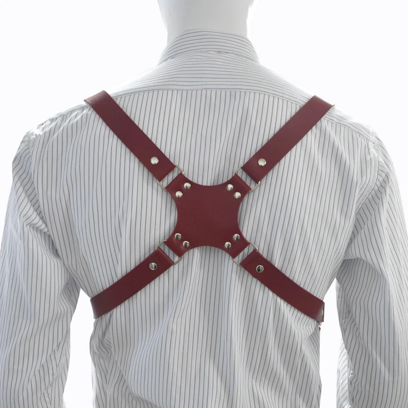 Deepeel 2.5cm Men's Leather Suspenders 2 Clip Hooks Man Elastic Brace Adult Adjust Strap Harness Suspender for Pants Accessories