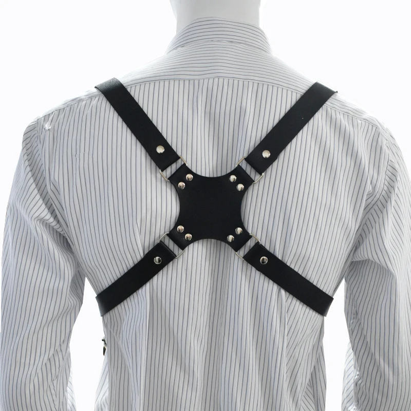 Deepeel 2.5cm Men's Leather Suspenders 2 Clip Hooks Man Elastic Brace Adult Adjust Strap Harness Suspender for Pants Accessories