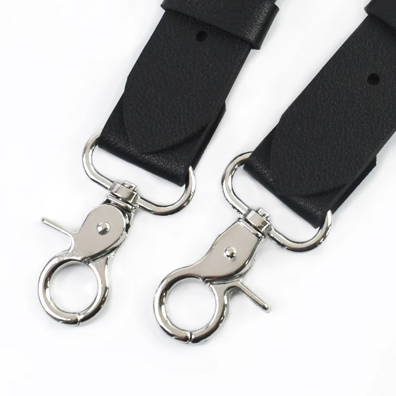 Deepeel 2.5cm Men's Leather Suspenders 2 Clip Hooks Man Elastic Brace Adult Adjust Strap Harness Suspender for Pants Accessories