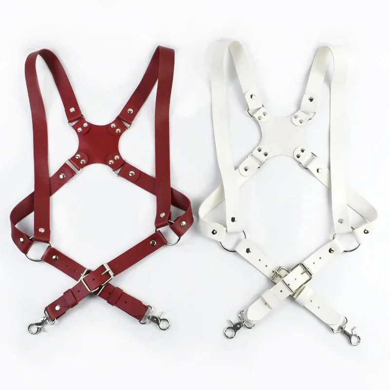 Deepeel 2.5cm Men's Leather Suspenders 2 Clip Hooks Man Elastic Brace Adult Adjust Strap Harness Suspender for Pants Accessories