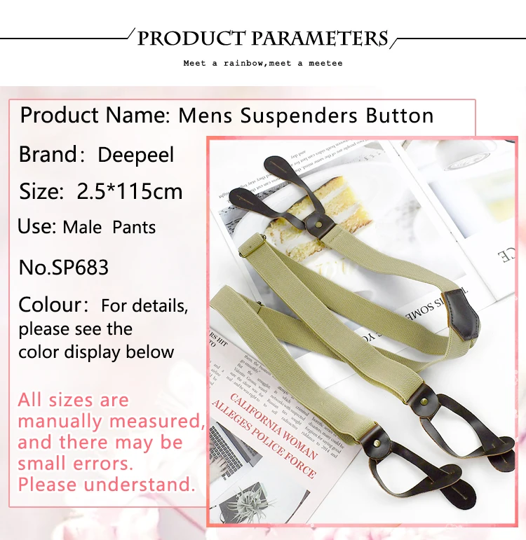 Deepeel 2.5*110cm Retro Adult Men's Suspenders Button Y-Shaped Unisex Braces Adjust Elastic Anti-Slip Strap Pants Male Jockstrap