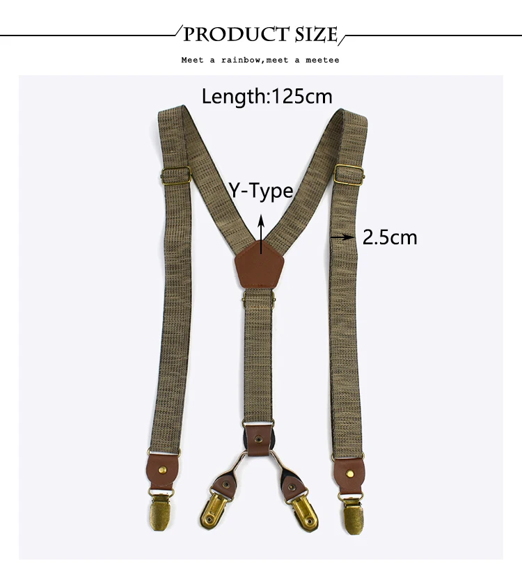 1Pc Deepeel 2/2.5*120cm Retro Mens Suspenders Unisex 4 Clips Y-Type Stripe Elastic Strap Braces Casual Accessory Male Jockstrap