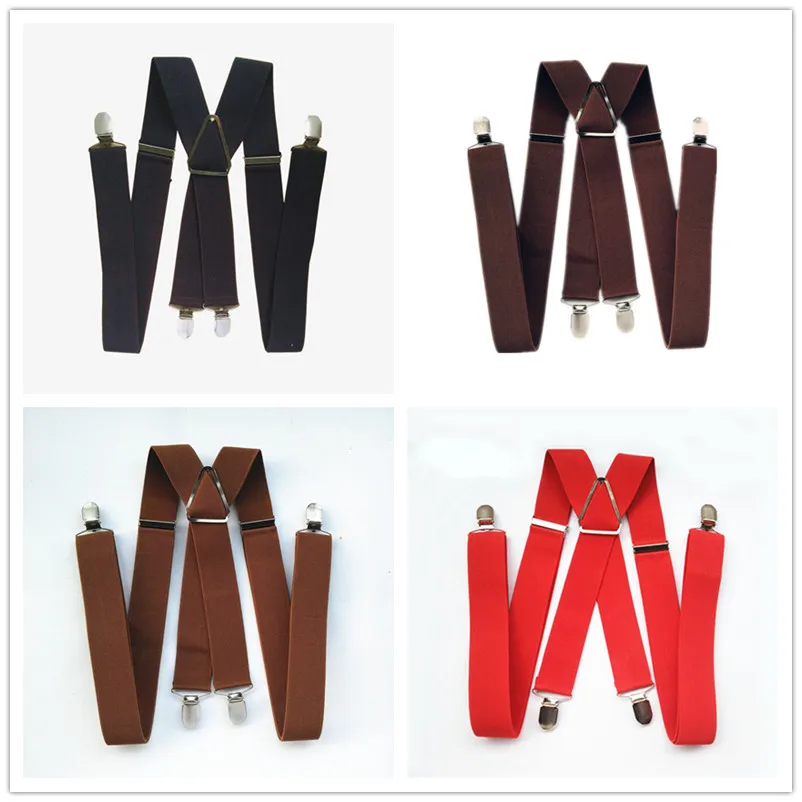 Solid Color Unisex Adult Suspenders Men XXL Large Size 3.5 cm Wide Adjustable Elastic 4 Clips X Back Women Trousers Braces Party