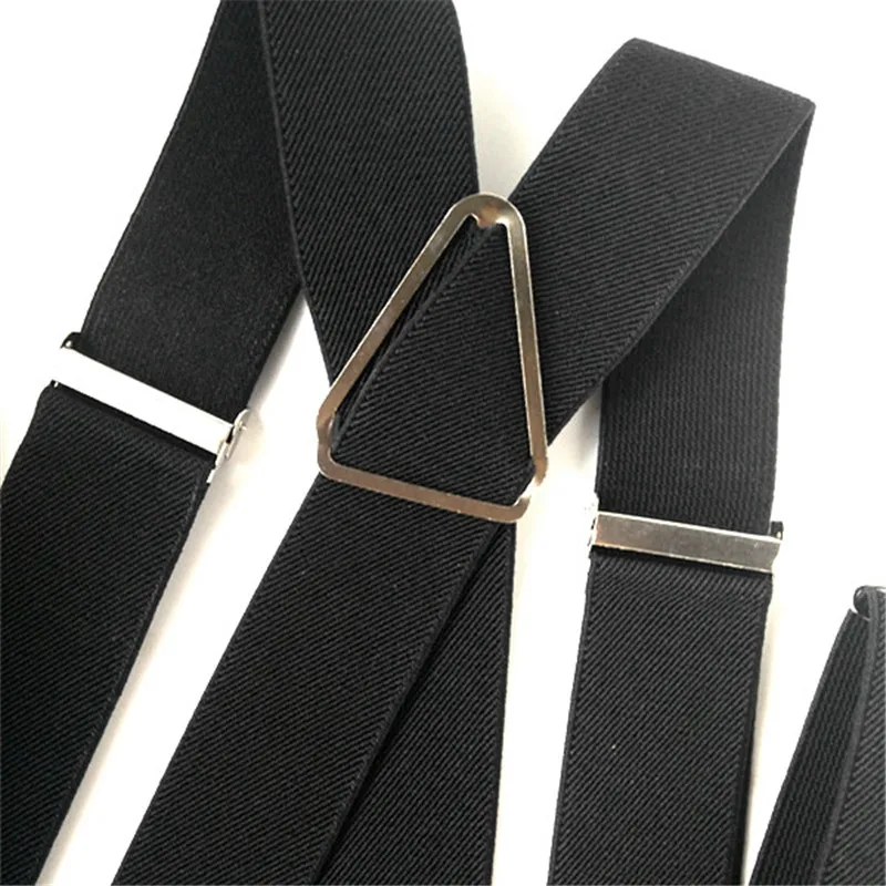 Solid Color Unisex Adult Suspenders Men XXL Large Size 3.5 cm Wide Adjustable Elastic 4 Clips X Back Women Trousers Braces Party