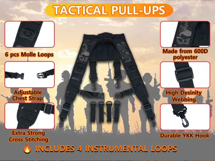 Tactical Police Suspenders for Duty Belt Harness Law Enforcement with Adjustable Strap and 4 Tool Belt Loops