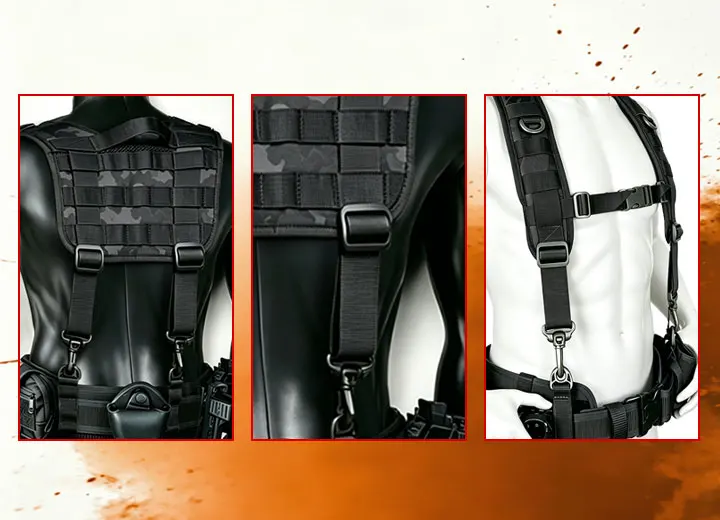 Tactical Police Suspenders for Duty Belt Harness Law Enforcement with Adjustable Strap and 4 Tool Belt Loops