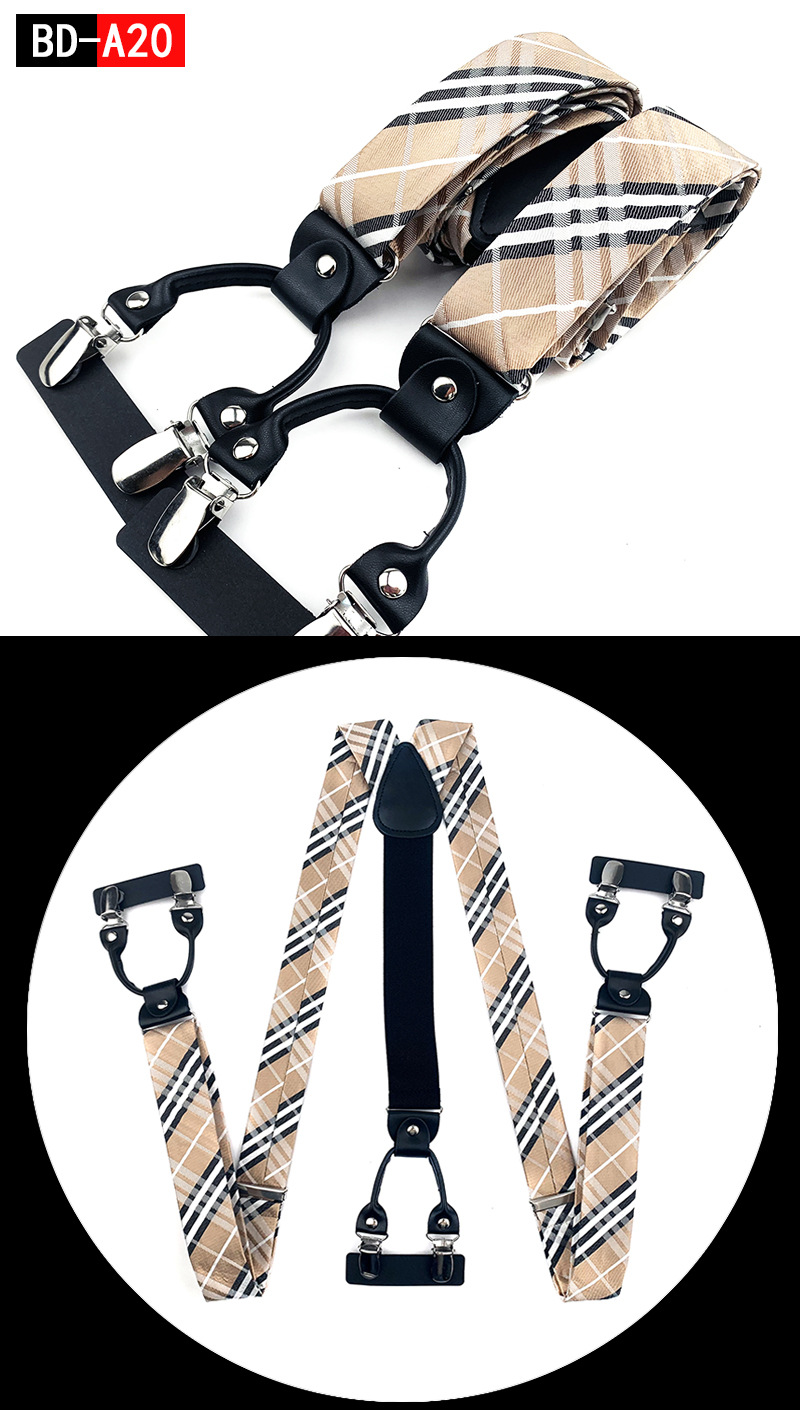 Men's Fashion Accessories Suspenders Trouser Braces 3.5cm Wide Y-Back 6 Clips Wedding Party Event Gifts for Dad Father Husband
