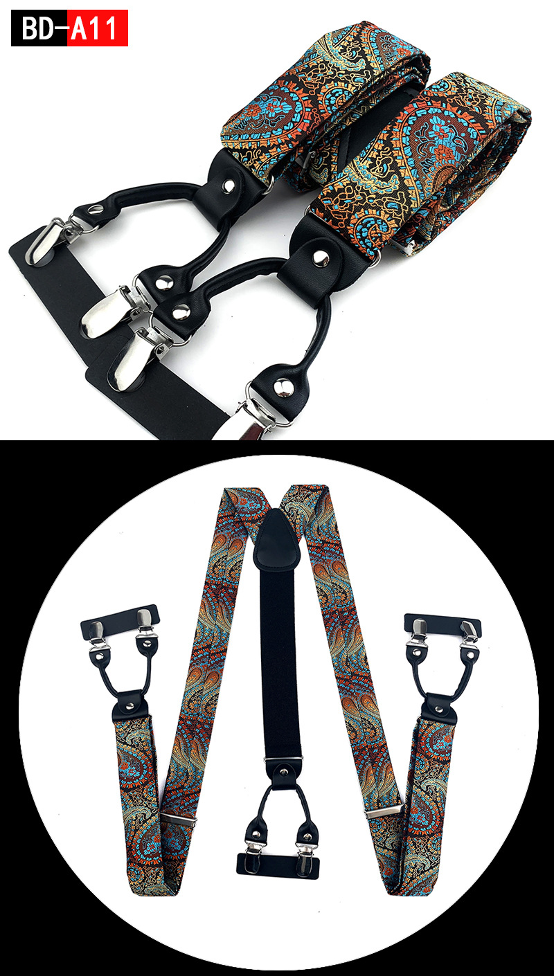 Men's Fashion Accessories Suspenders Trouser Braces 3.5cm Wide Y-Back 6 Clips Wedding Party Event Gifts for Dad Father Husband