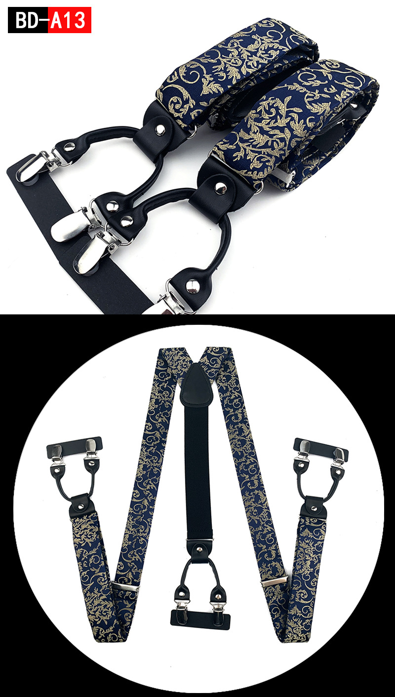 Men's Fashion Accessories Suspenders Trouser Braces 3.5cm Wide Y-Back 6 Clips Wedding Party Event Gifts for Dad Father Husband