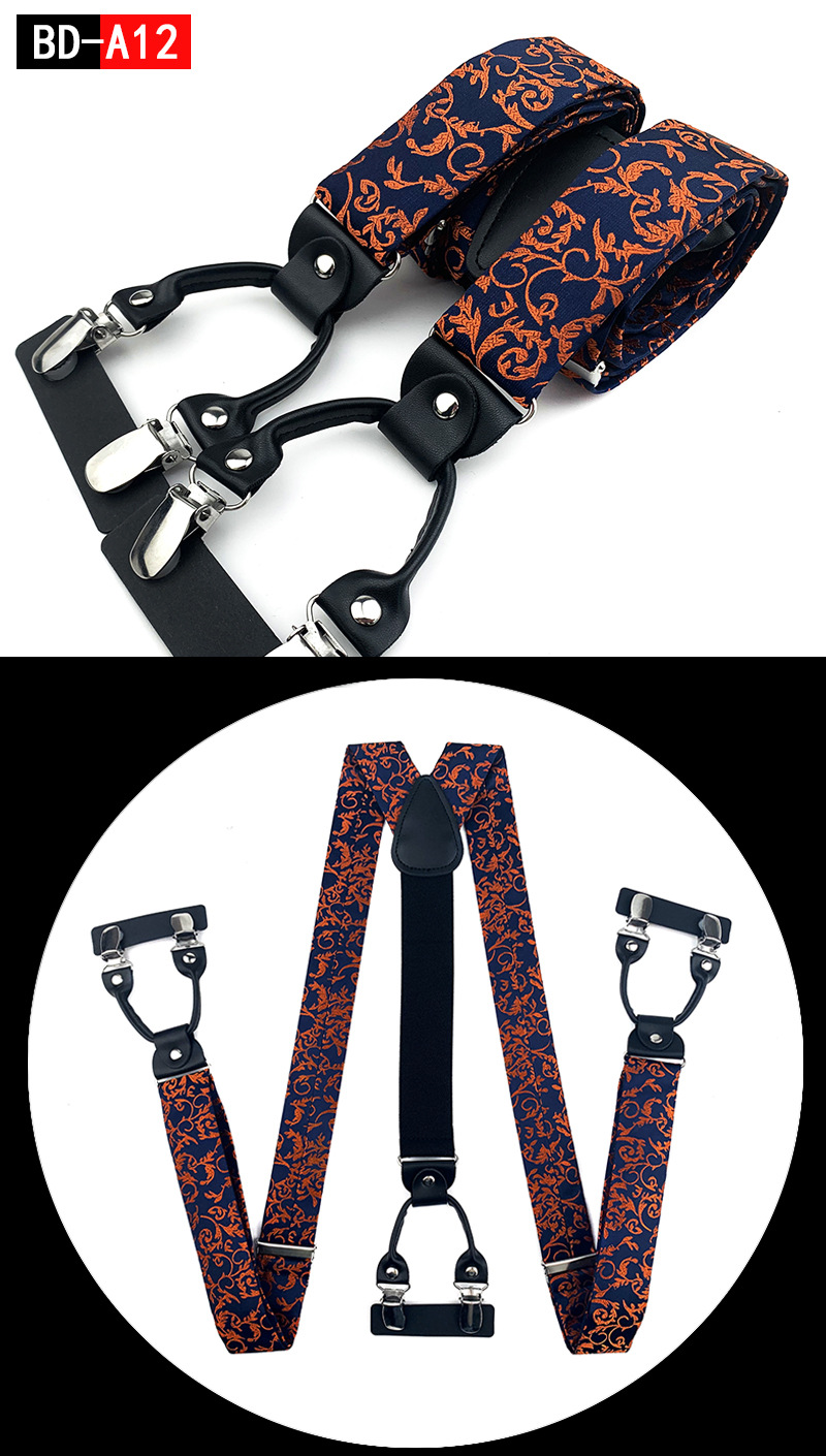 Men's Fashion Accessories Suspenders Trouser Braces 3.5cm Wide Y-Back 6 Clips Wedding Party Event Gifts for Dad Father Husband