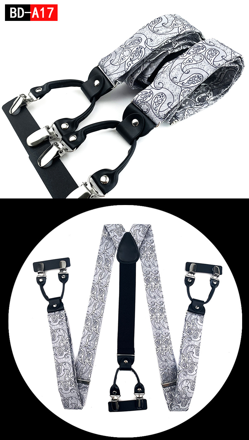 Men's Fashion Accessories Suspenders Trouser Braces 3.5cm Wide Y-Back 6 Clips Wedding Party Event Gifts for Dad Father Husband