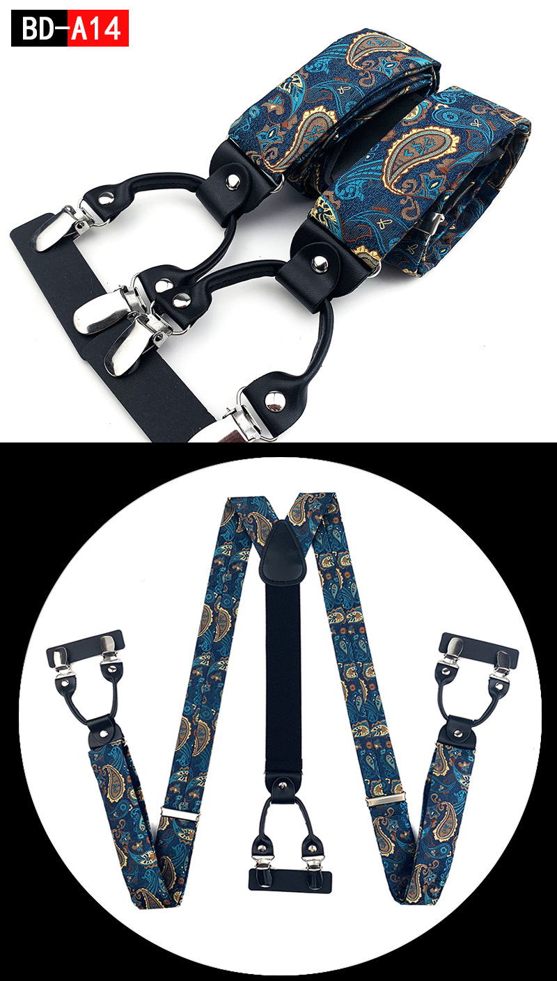 Men's Fashion Accessories Suspenders Trouser Braces 3.5cm Wide Y-Back 6 Clips Wedding Party Event Gifts for Dad Father Husband