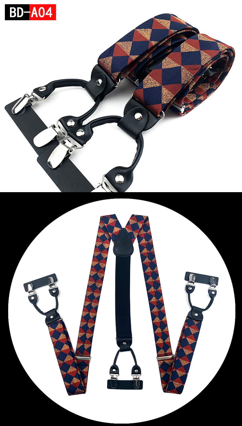 Men's Fashion Accessories Suspenders Trouser Braces 3.5cm Wide Y-Back 6 Clips Wedding Party Event Gifts for Dad Father Husband