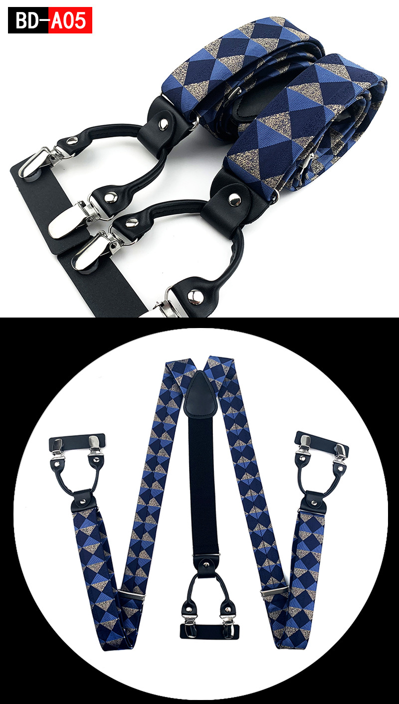 Men's Fashion Accessories Suspenders Trouser Braces 3.5cm Wide Y-Back 6 Clips Wedding Party Event Gifts for Dad Father Husband