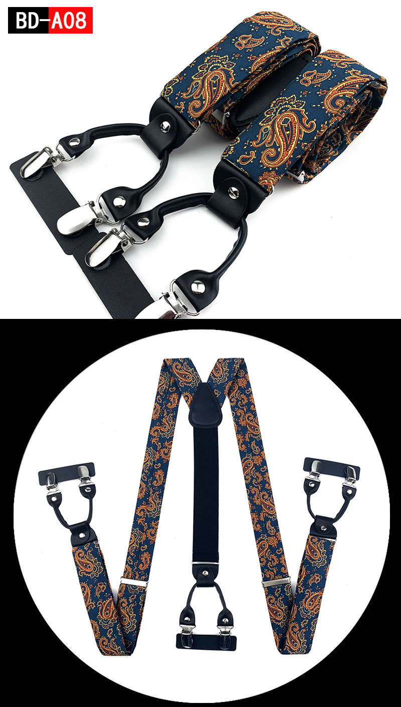 Men's Fashion Accessories Suspenders Trouser Braces 3.5cm Wide Y-Back 6 Clips Wedding Party Event Gifts for Dad Father Husband
