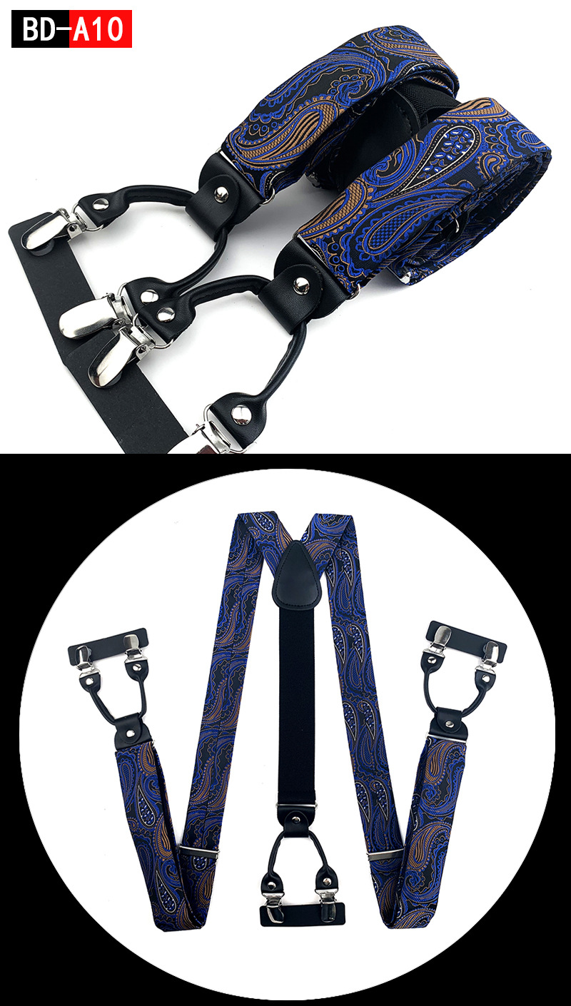 Men's Fashion Accessories Suspenders Trouser Braces 3.5cm Wide Y-Back 6 Clips Wedding Party Event Gifts for Dad Father Husband