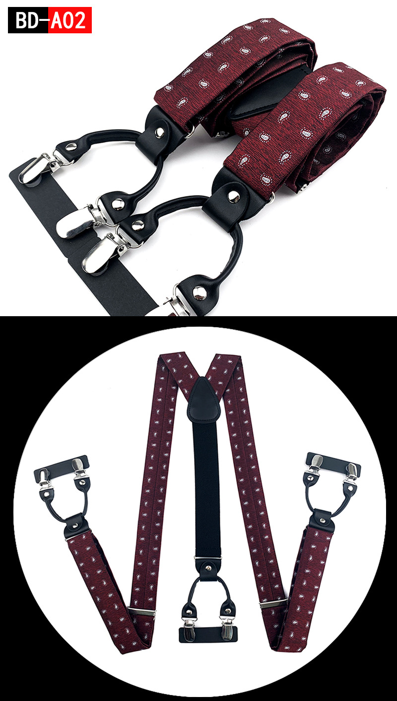 Men's Fashion Accessories Suspenders Trouser Braces 3.5cm Wide Y-Back 6 Clips Wedding Party Event Gifts for Dad Father Husband