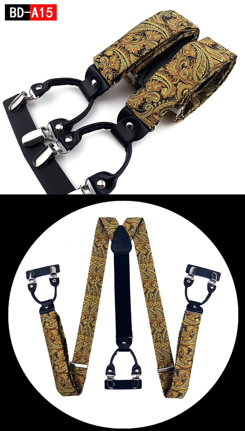 Men's Fashion Accessories Suspenders Trouser Braces 3.5cm Wide Y-Back 6 Clips Wedding Party Event Gifts for Dad Father Husband