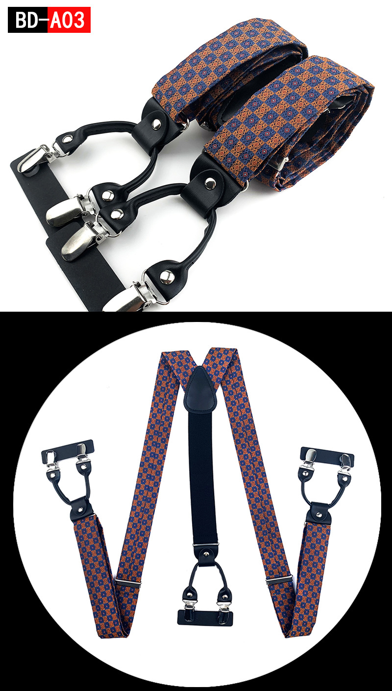 Men's Fashion Accessories Suspenders Trouser Braces 3.5cm Wide Y-Back 6 Clips Wedding Party Event Gifts for Dad Father Husband