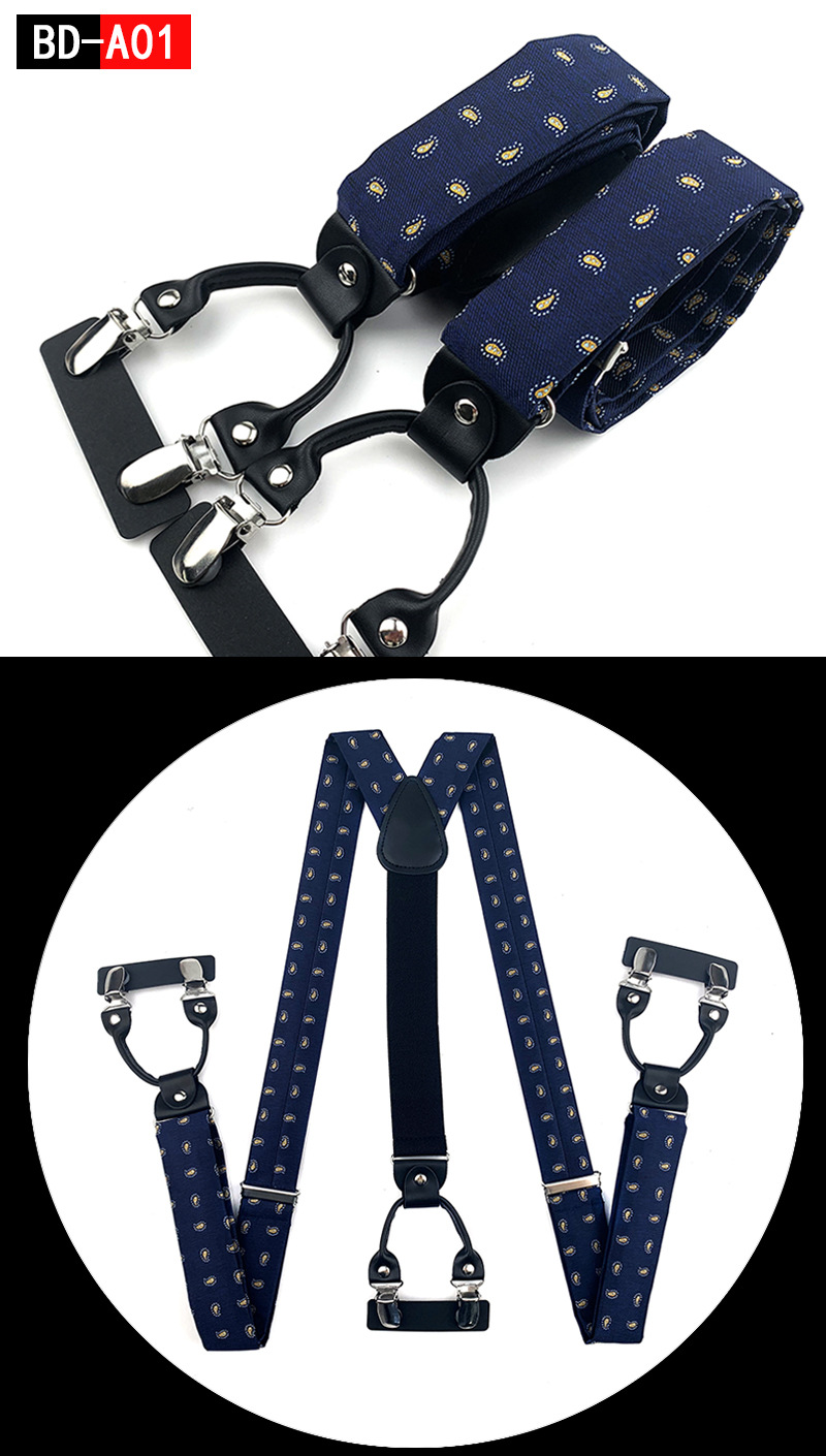 Men's Fashion Accessories Suspenders Trouser Braces 3.5cm Wide Y-Back 6 Clips Wedding Party Event Gifts for Dad Father Husband