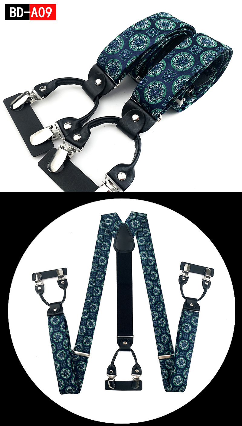 Men's Fashion Accessories Suspenders Trouser Braces 3.5cm Wide Y-Back 6 Clips Wedding Party Event Gifts for Dad Father Husband