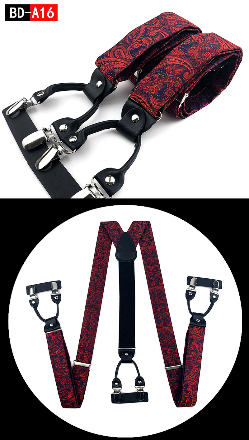 Men's Fashion Accessories Suspenders Trouser Braces 3.5cm Wide Y-Back 6 Clips Wedding Party Event Gifts for Dad Father Husband