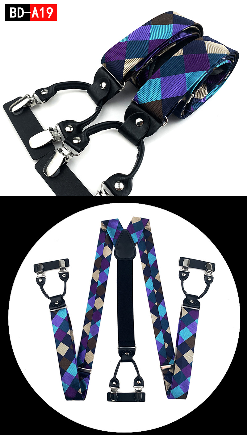 Men's Fashion Accessories Suspenders Trouser Braces 3.5cm Wide Y-Back 6 Clips Wedding Party Event Gifts for Dad Father Husband