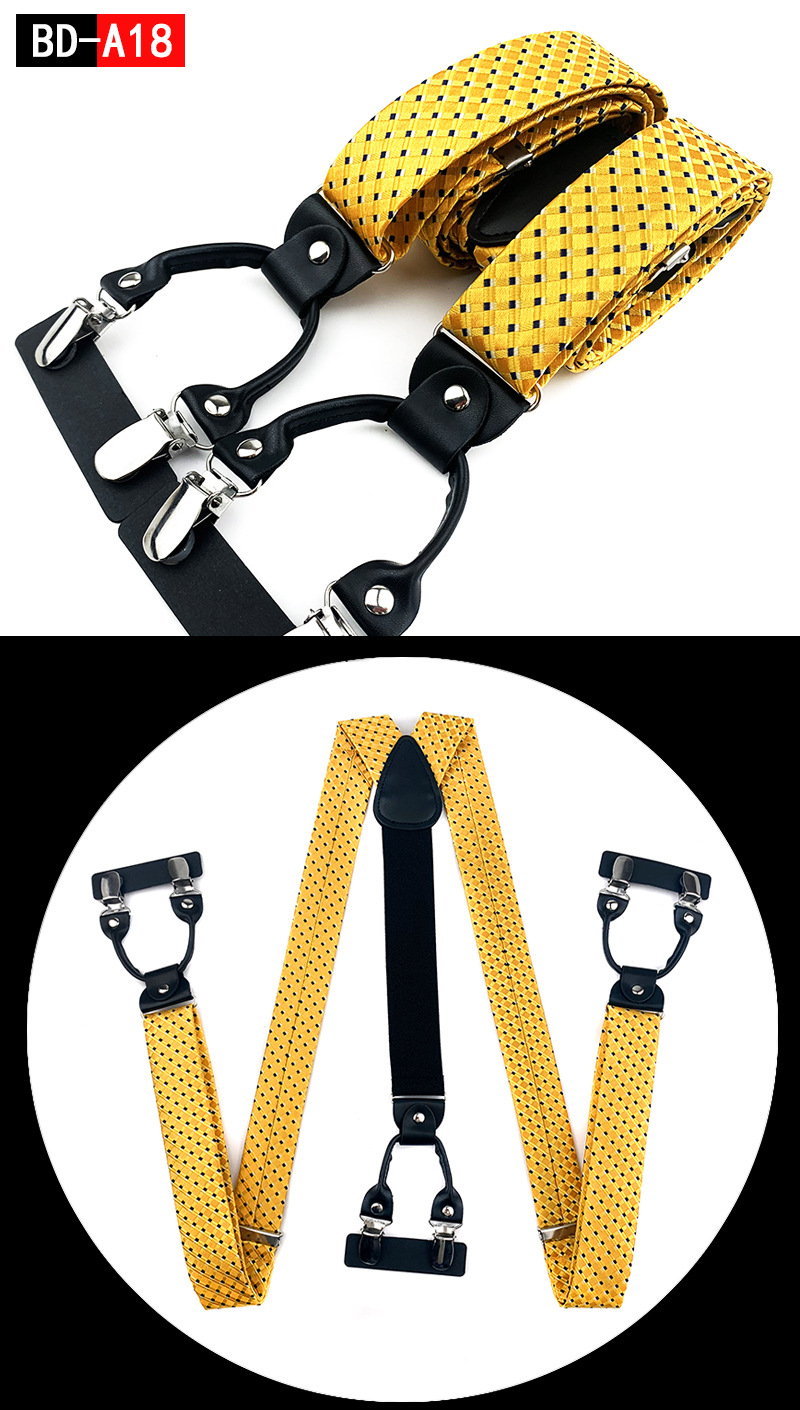 Men's Fashion Accessories Suspenders Trouser Braces 3.5cm Wide Y-Back 6 Clips Wedding Party Event Gifts for Dad Father Husband