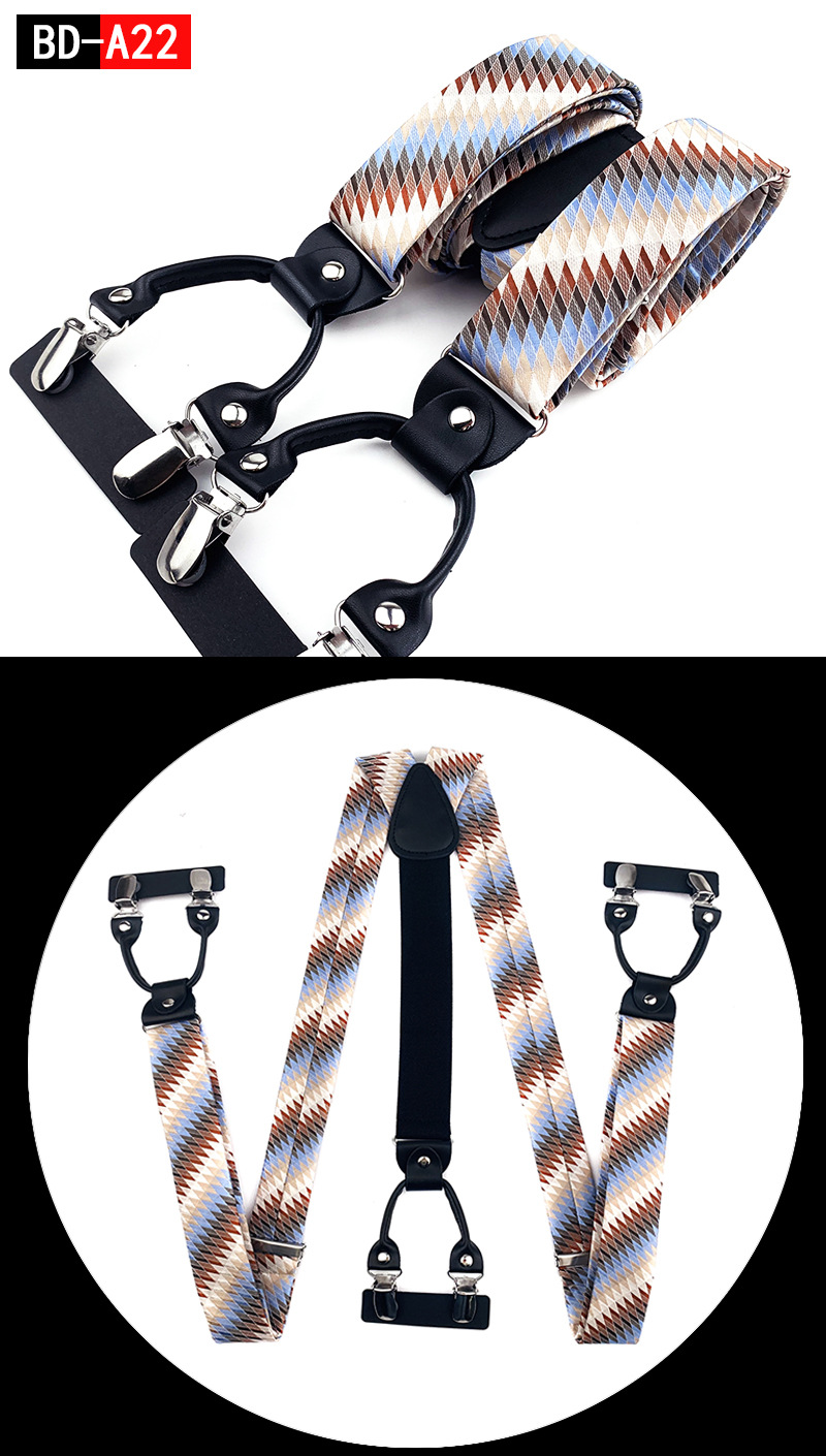 Men's Fashion Accessories Suspenders Trouser Braces 3.5cm Wide Y-Back 6 Clips Wedding Party Event Gifts for Dad Father Husband