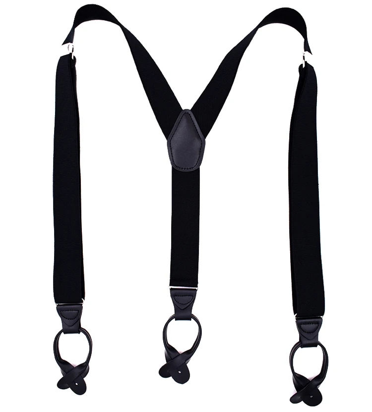 Buttons Suspenders Man's Braces Unisex PU Leather Suspenders New Y-Back Ligas Tirantes 3.5*120cm 7 Colors