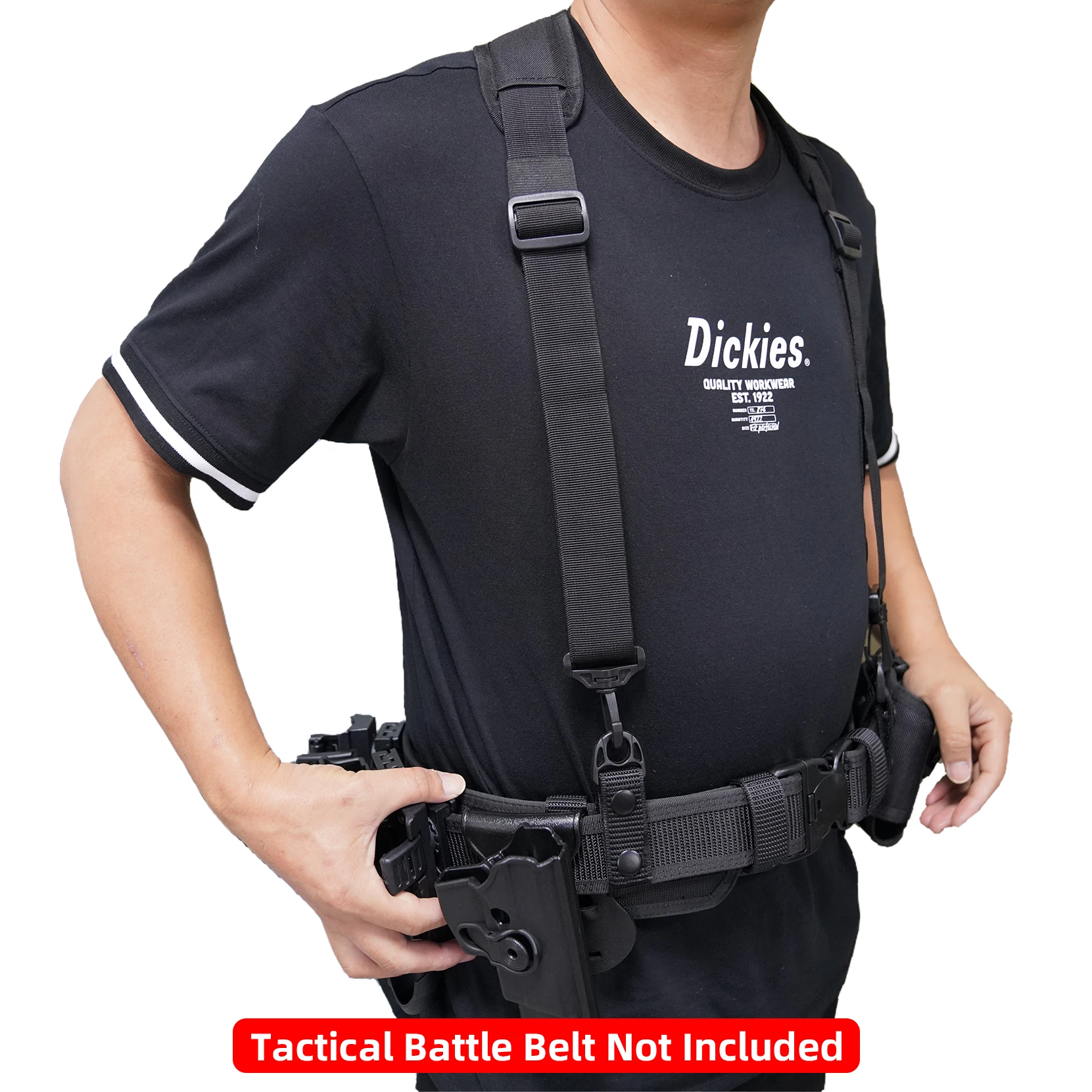 Tactical Suspender Pants Police Duty Adjustable Padded Military Braces