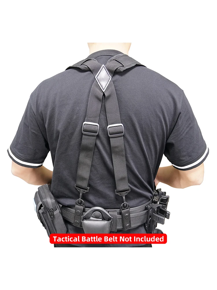 Tactical Suspender Pants Police Duty Adjustable Padded Military Braces