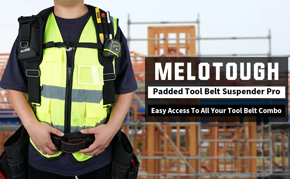 Tool Belt Suspenders Work Belt Suspenders for Men Big and Tall Construction Bag Suspenders Padded Work belt Suspenders