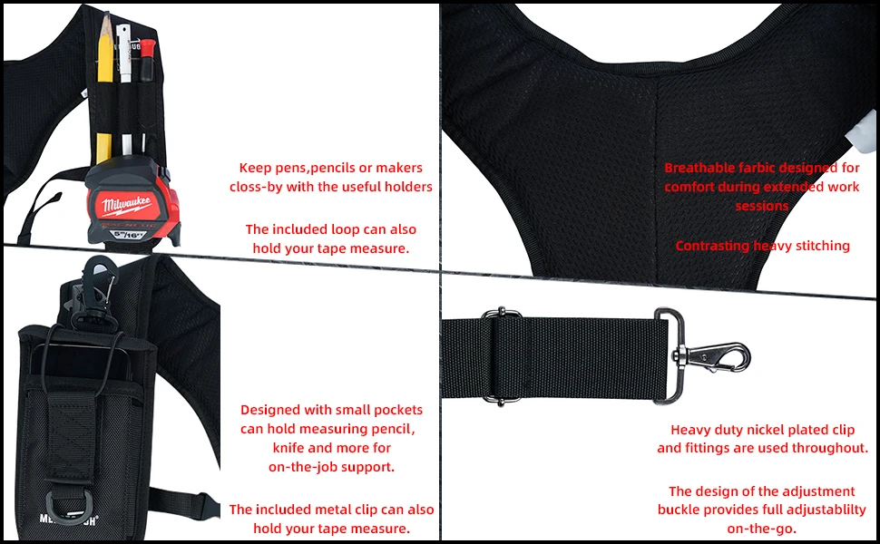Tool Belt Suspenders Work Belt Suspenders for Men Big and Tall Construction Bag Suspenders Padded Work belt Suspenders