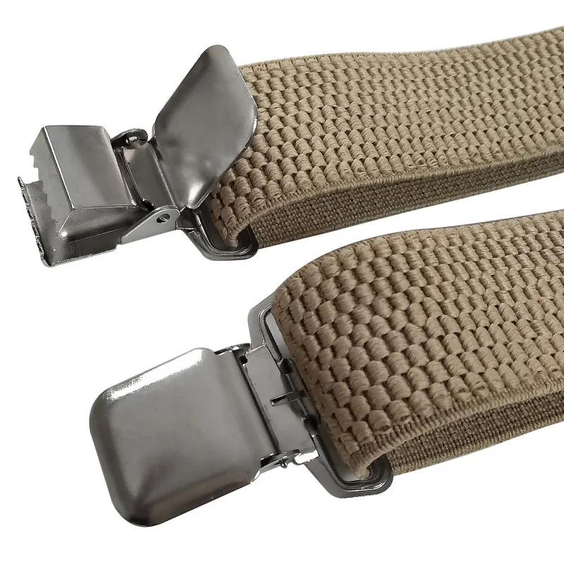 Heavy Duty Suspenders for Men Work Outdoor 3.8cm X-Back 4 Strong Clips Adjustable Elastic Trouser Braces Strap Belt