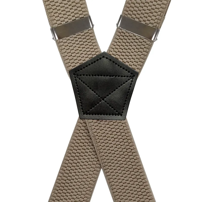 Heavy Duty Suspenders for Men Work Outdoor 3.8cm X-Back 4 Strong Clips Adjustable Elastic Trouser Braces Strap Belt