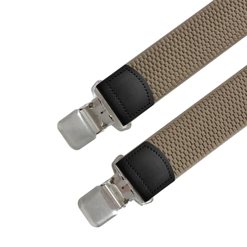 Heavy Duty Suspenders for Men Work Outdoor 3.8cm X-Back 4 Strong Clips Adjustable Elastic Trouser Braces Strap Belt