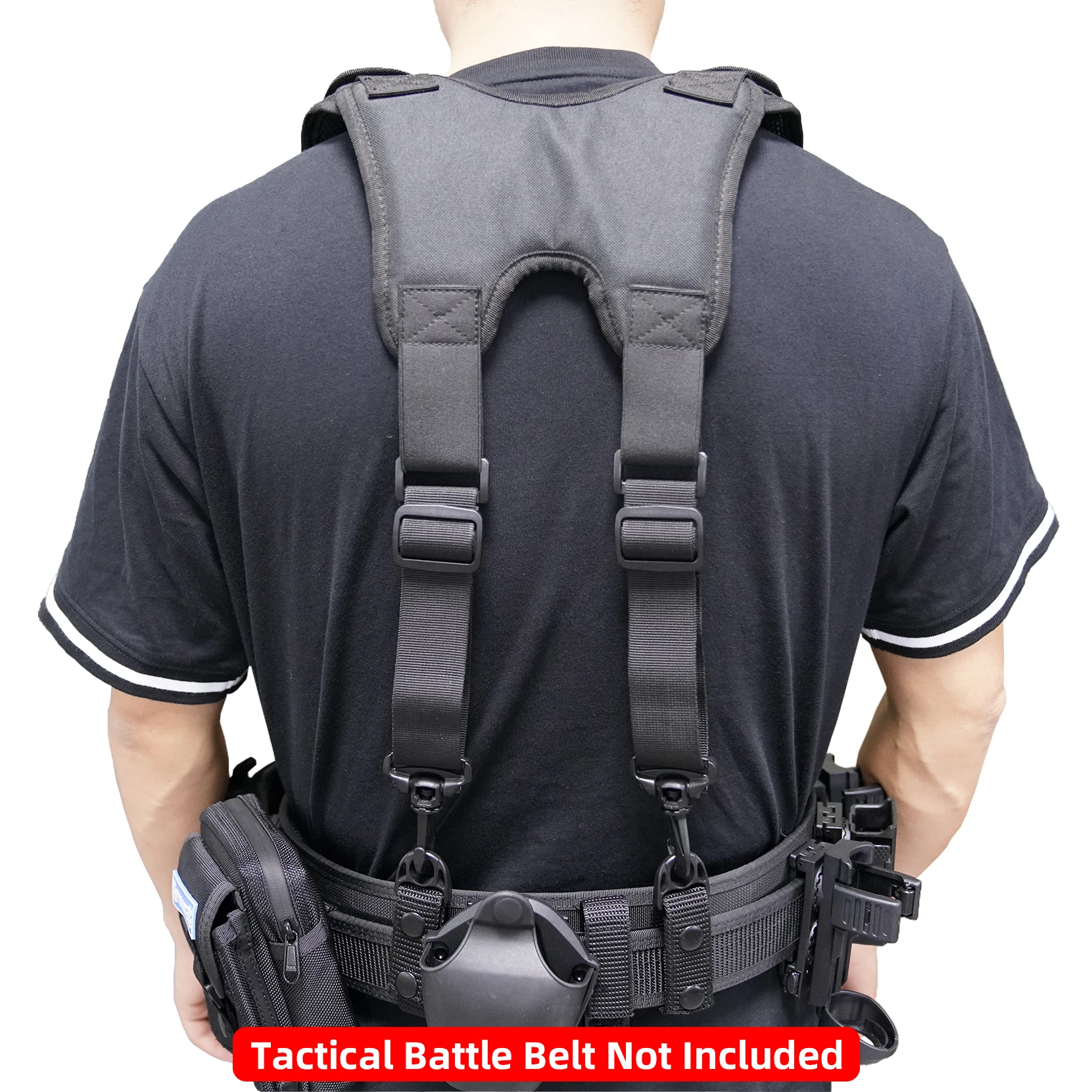 Tactical Tool Belt Suspenders 1.5 Inch Black Police Outdoor Combat Harness