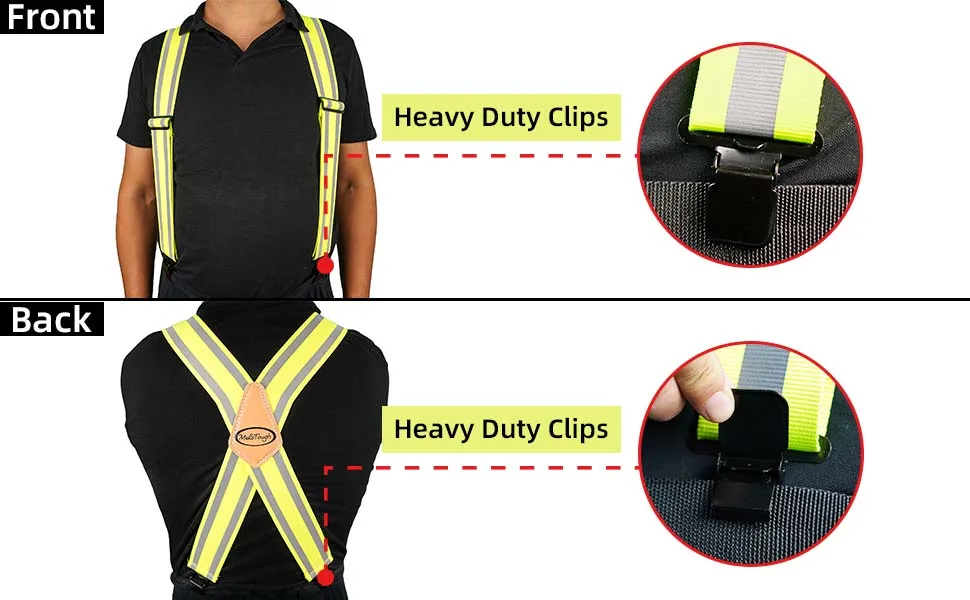 MELOTOUGH Men's Suspenders Work Safety Shoulder Brace Elastic Wide Adjustable X Type Strap Tool Sling Brace