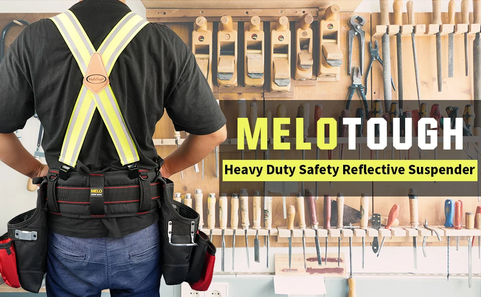 MELOTOUGH Men's Suspenders Work Safety Shoulder Brace Elastic Wide Adjustable X Type Strap Tool Sling Brace