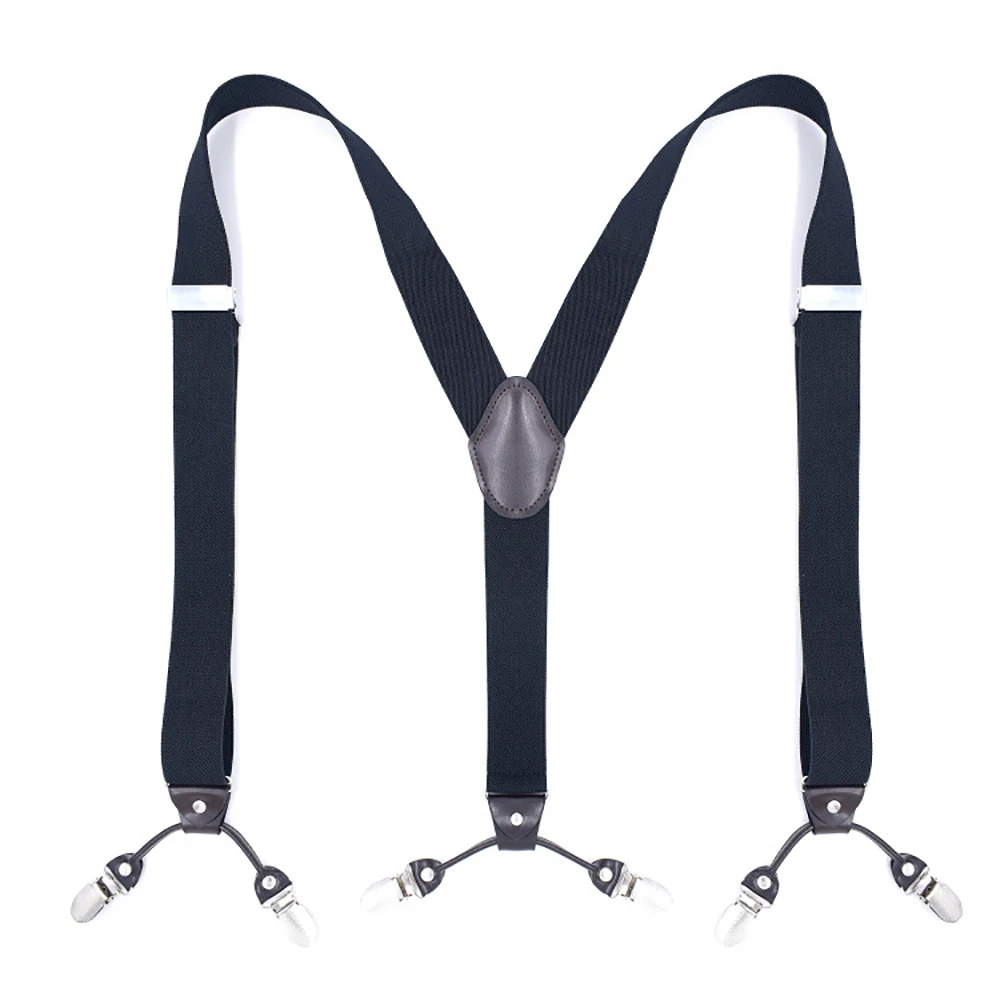 Vintage Suspenders for Men Wedding Party Formal Casual 3.5cm Wide Y Shape 6 Clips Adjustable Elastic Trouser Braces Strap Belt