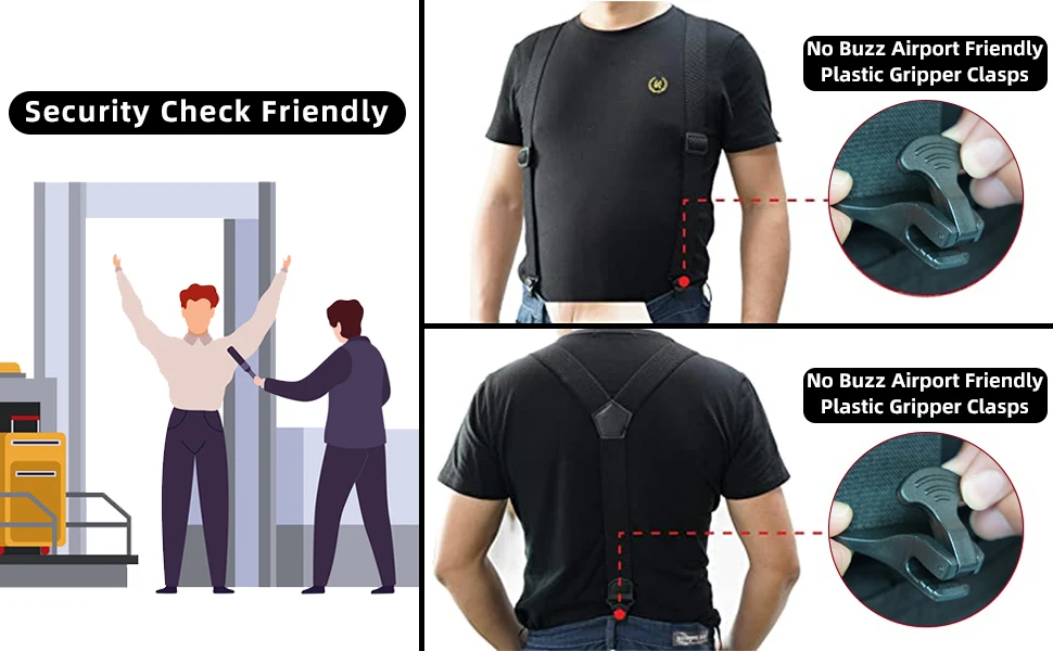 Melo Tough Y Back Suspenders Airport Friendly Suspenders, No Buzz with Plastic Clip 1.5 Inch Fully Elastic Braces